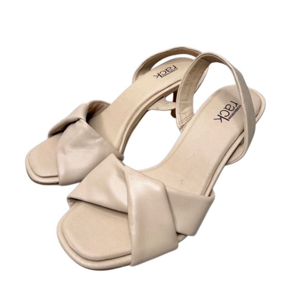 Nordstrom Rack Sandals Size 5.5‎ Tan Crisscross Ope Toe Slingback Heels